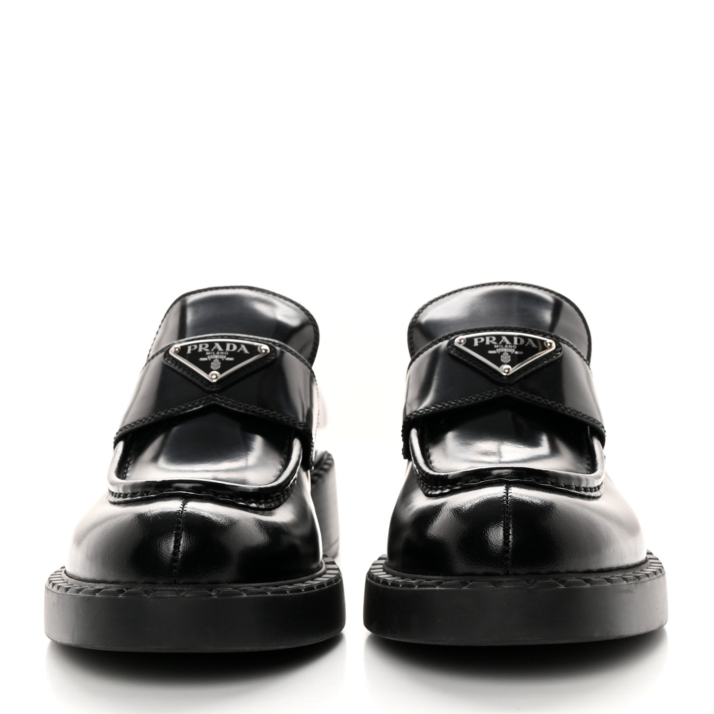 Spazzolato Metal Triangle Logo 50mm Loafers 40 Black
