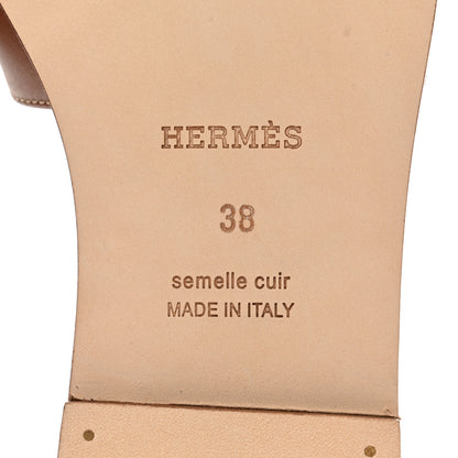 Hermes Box Calfskin Oran Sandals 38 Gold 6 of 9