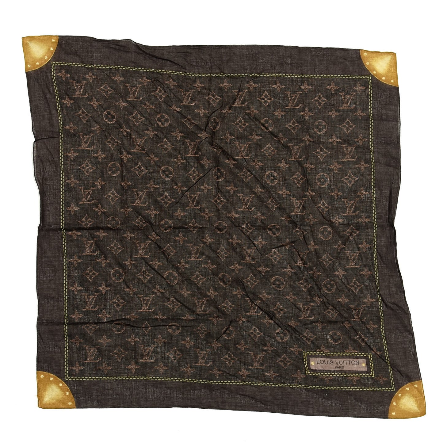 Cotton Denim Monogram Scarf Ebene