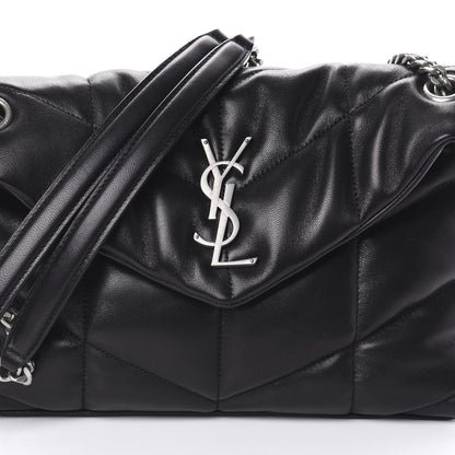 Saint Laurent Lambskin Quilted Small Loulou Puffer Monogram Chain Satchel Black 7 of 9
