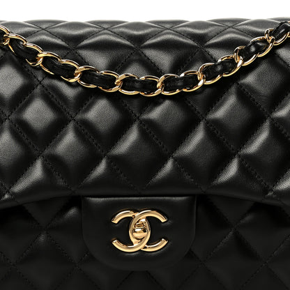 Chanel Lambskin Quilted Jumbo Double Flap Black 8 of 10