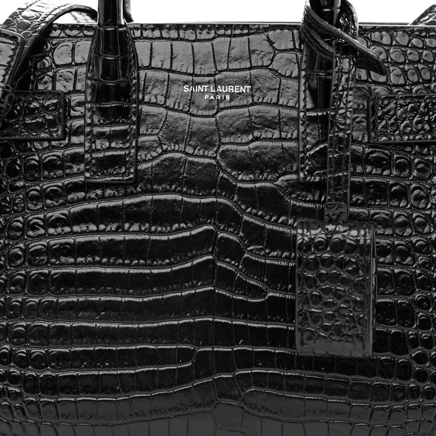 Calfskin Crocodile Embossed Nano Sac De Jour Black