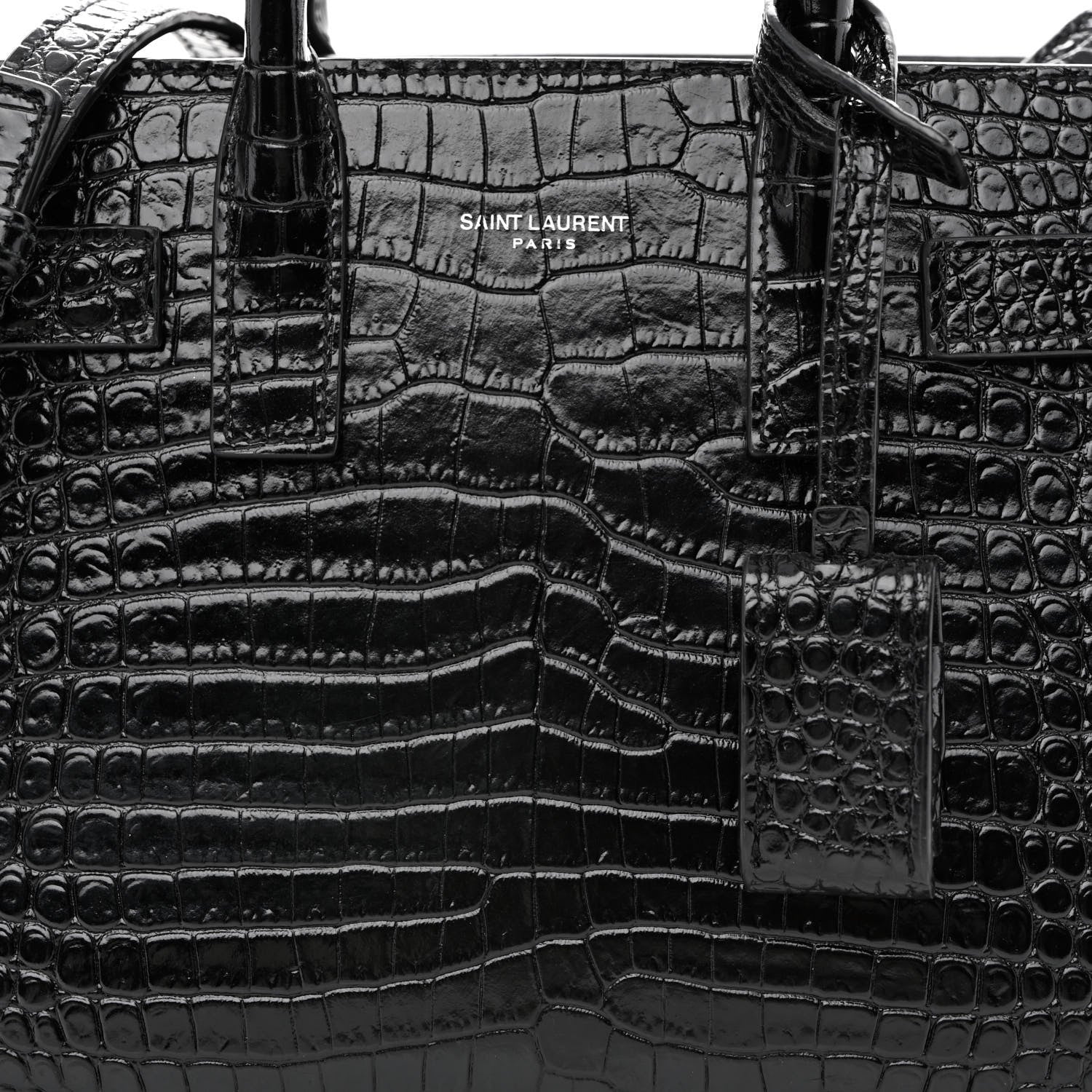 Saint Laurent Calfskin Crocodile Embossed Nano Sac De Jour Black 8 of 13