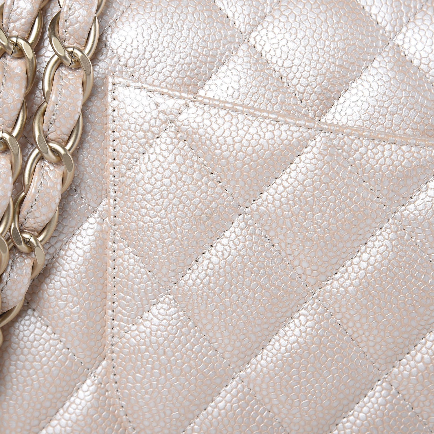 Chanel Pearly Caviar Quilted Jumbo Double Flap Light Beige 11 of 15