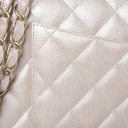 Chanel Pearly Caviar Quilted Jumbo Double Flap Light Beige 11 of 15
