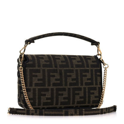 Fendi Fabric Jacquard FF 1974 Mini Baguette Tobacco Moro Black 3 of 14