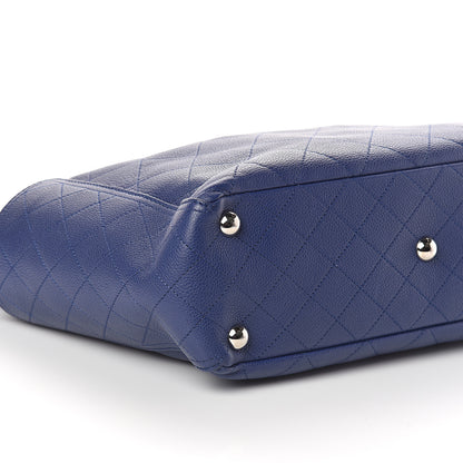 Chanel Grained Calfskin Stitched CC Pocket Tote Navy Blue 9 of 11