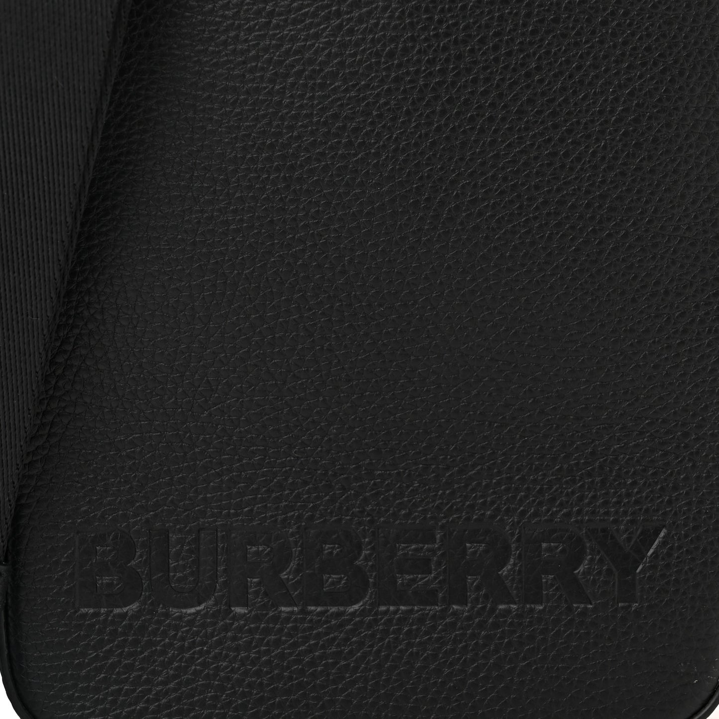 Pebbled Calfskin Logo Embossed Thornton Messenger Bag Black