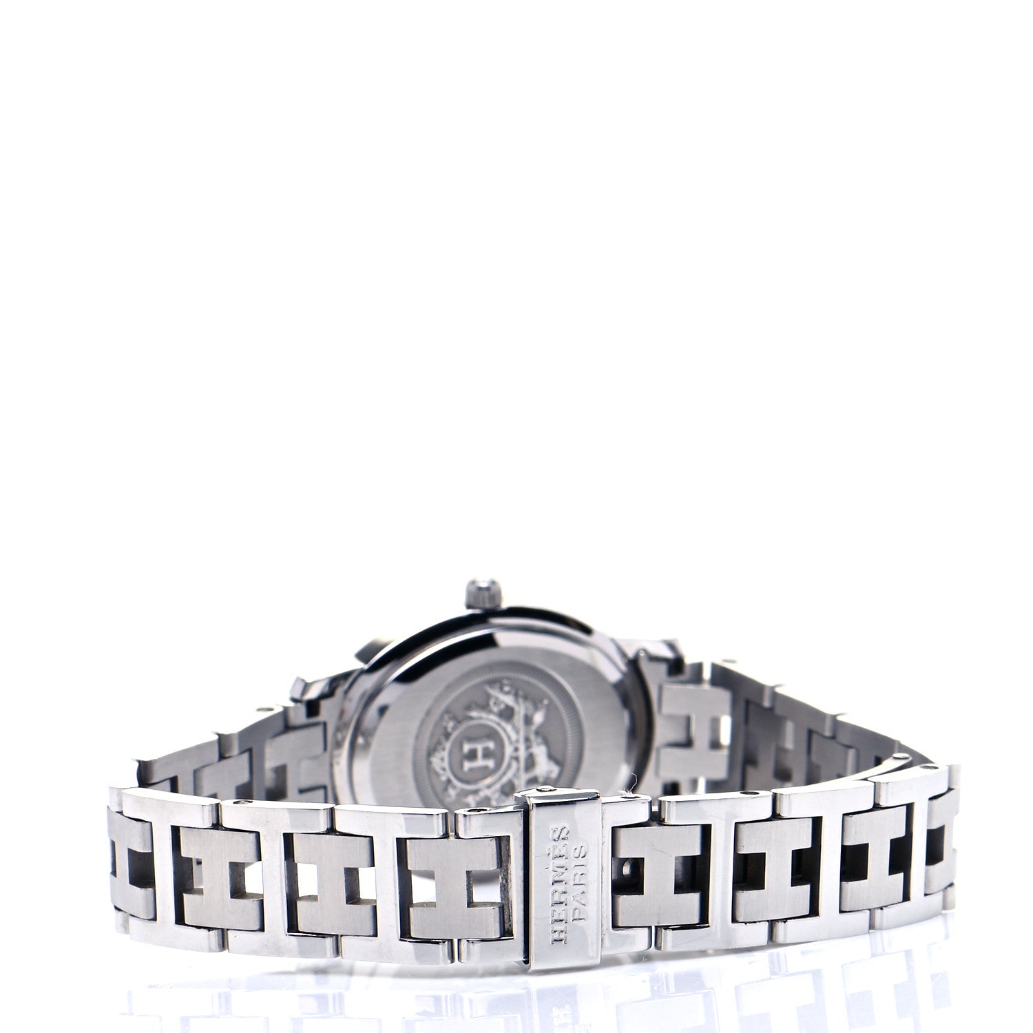 Hermes Stainless Steel 22mm Clipper Oval Quartz Watch Black 3 of 5