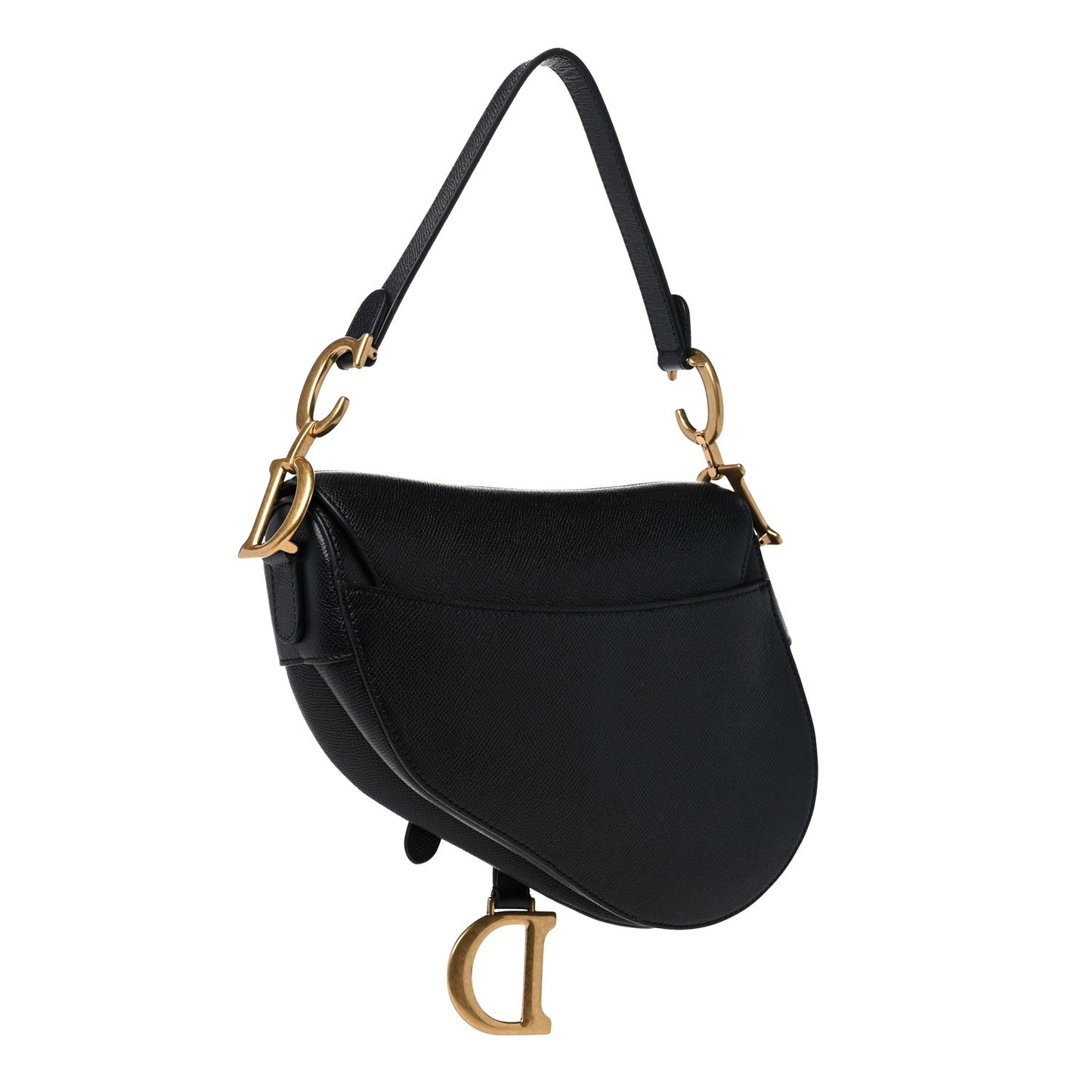 Grained Calfskin Saddle Bag Black