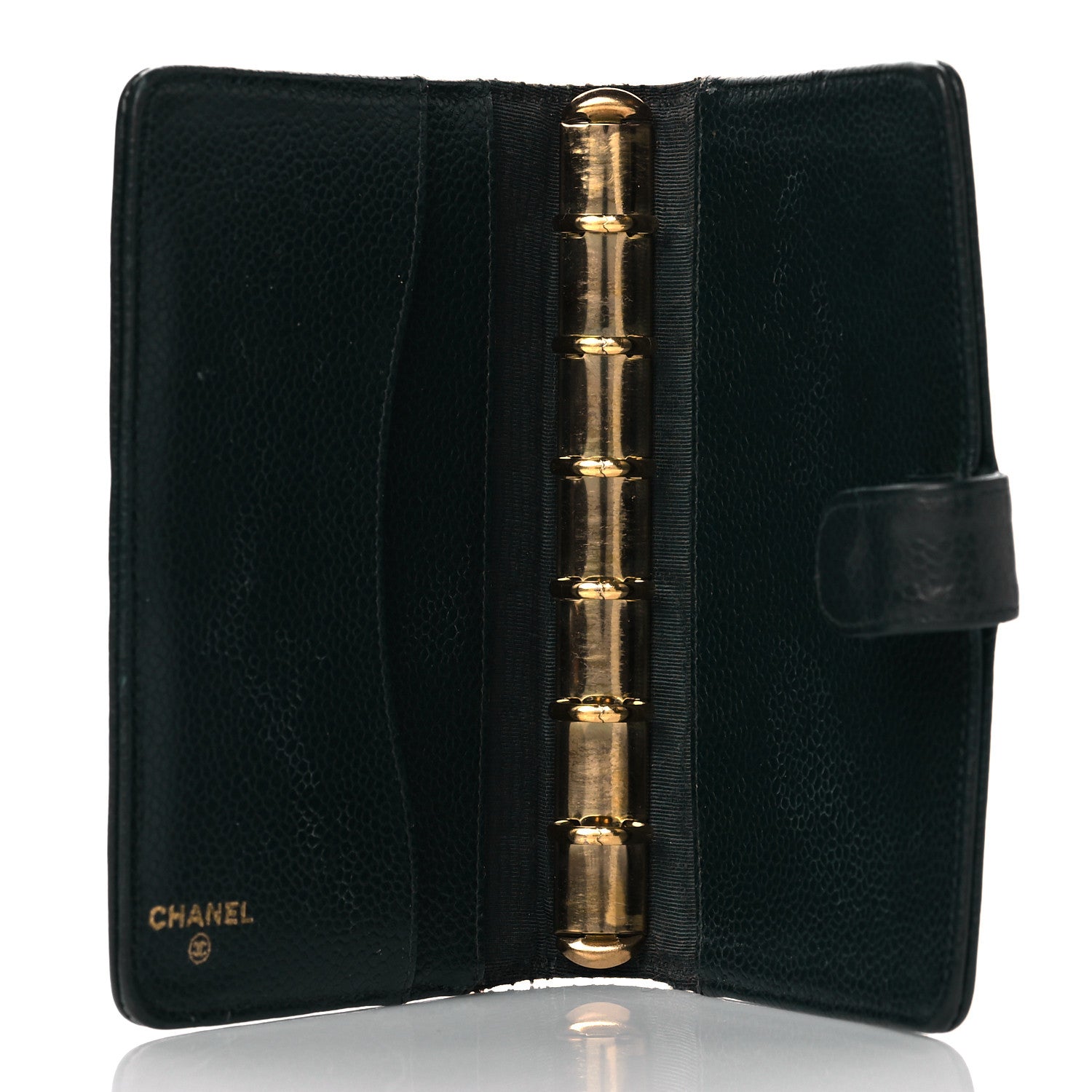 Chanel Caviar CC Small Ring Agenda Planner Dark Green 5 of 12