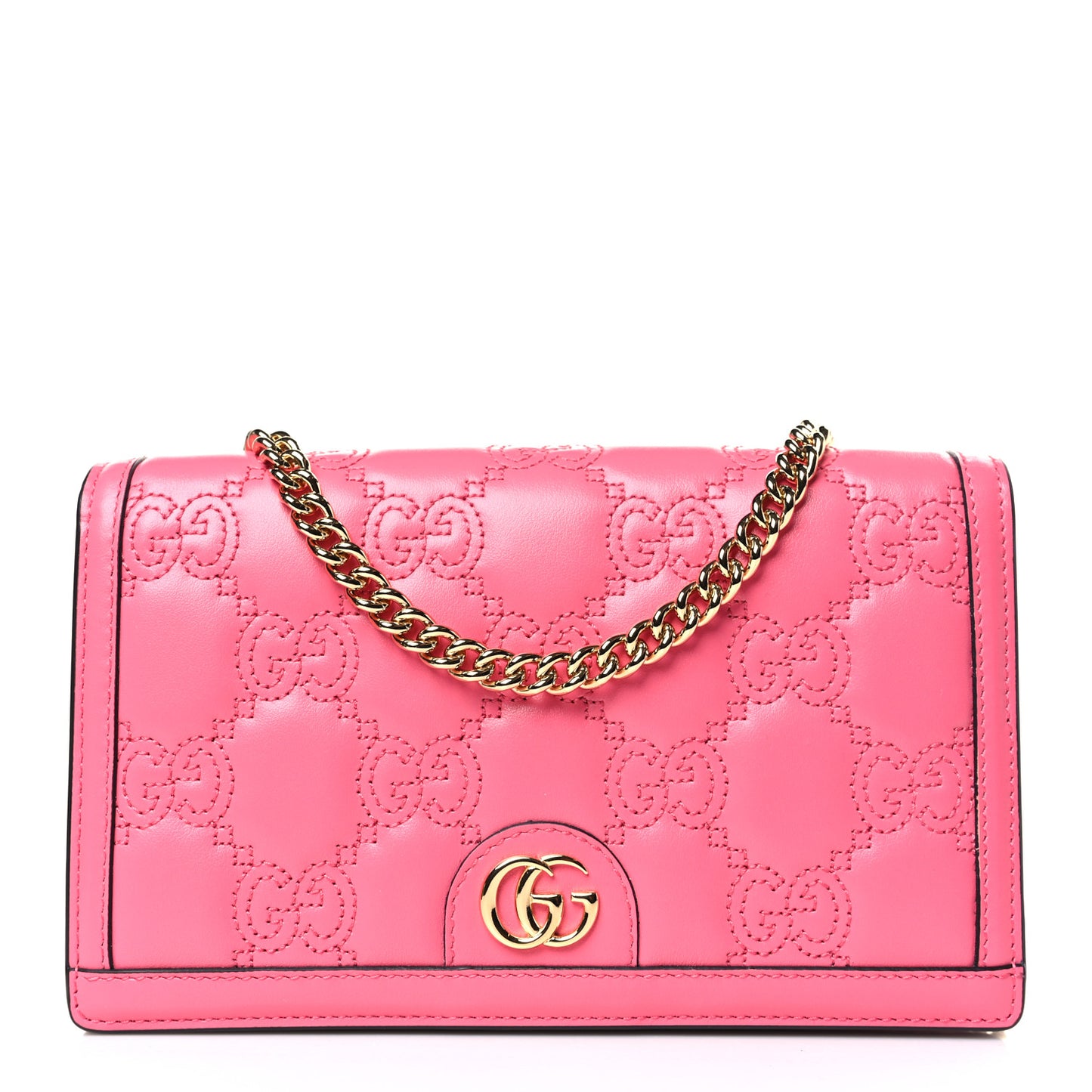 Calfskin GG Matelasse Chain Wallet Rhodamine Pink