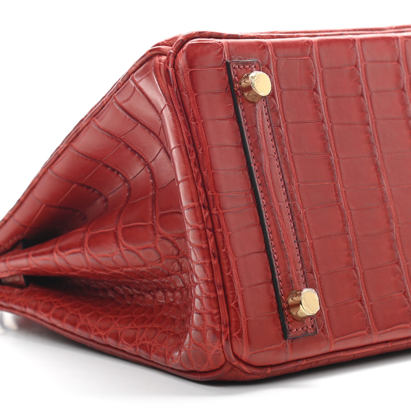 Matte Alligator Verso Birkin 25 Rouge H Orange Poppy