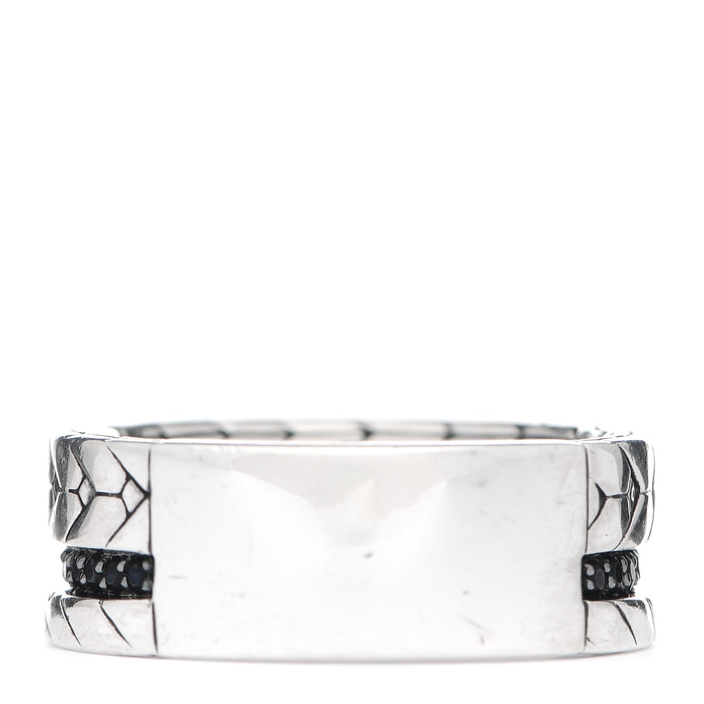 Sterling Silver Black Sapphire Black Spinel Modern Chain Band Ring 62 10
