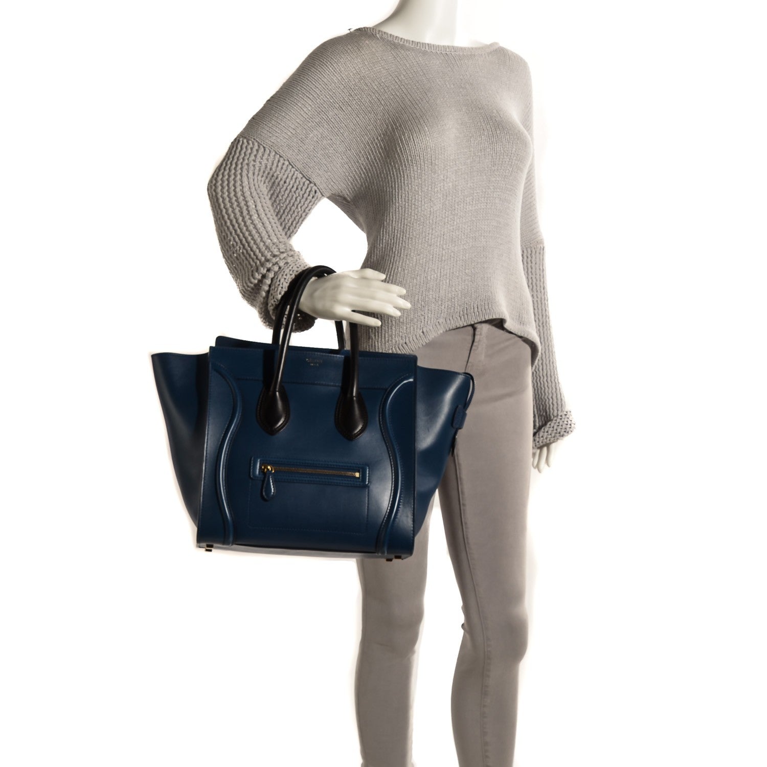 Celine Smooth Calfskin Mini Luggage Ocean Blue 2 of 8