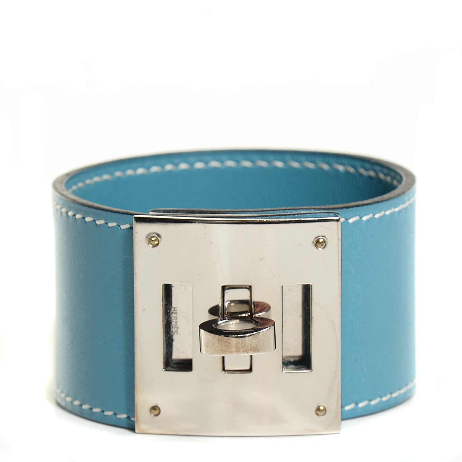 Hermes Veau Box Kelly Dog Bracelet Blue Jean 1 of 7