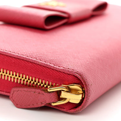 Prada Saffiano Fiocco Bow Zip Around Wallet Peonia 8 of 13