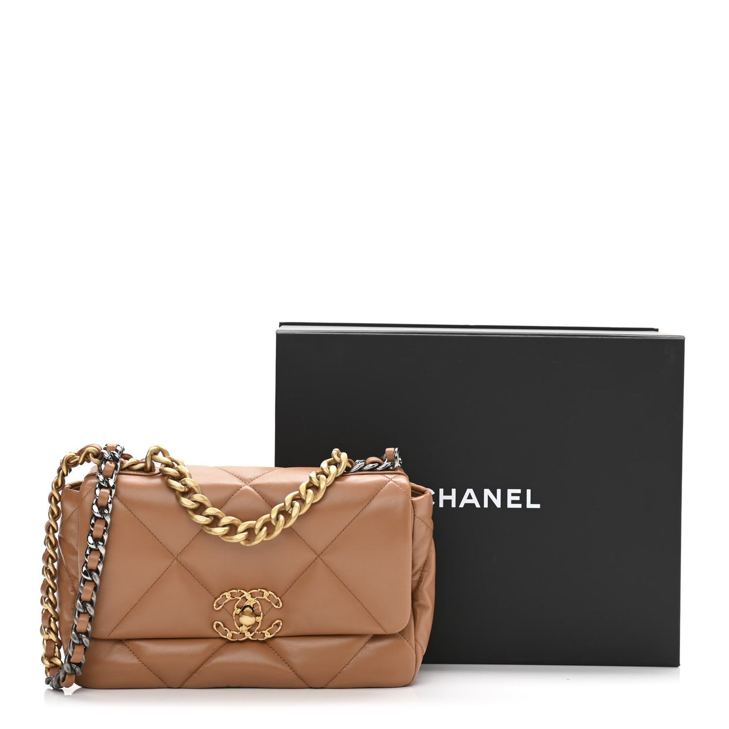 Lambskin Quilted Medium Chanel 19 Flap Brown