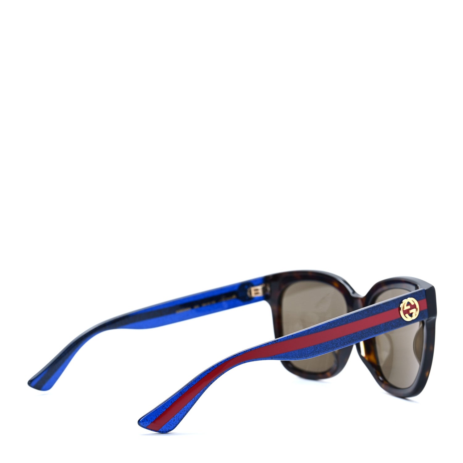 Gucci Square Frame Glitter Sunglasses GG0034SA Tortoise Blue 4 of 8