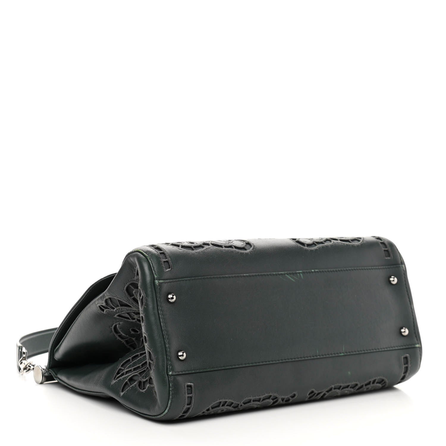 Dolce & Gabbana Lambskin Large Embroidered Laser Cut Miss Sicily Satchel Dark Green 3 of 13