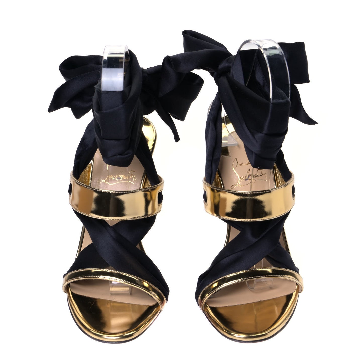 Specchio Crepe Foulard Cheville 100 Sandals 37 Gold Black