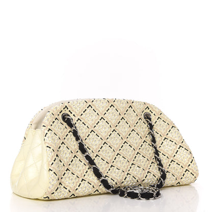 Chanel Patent Hand Embroidered Medium Just Mademoiselle White 3 of 13