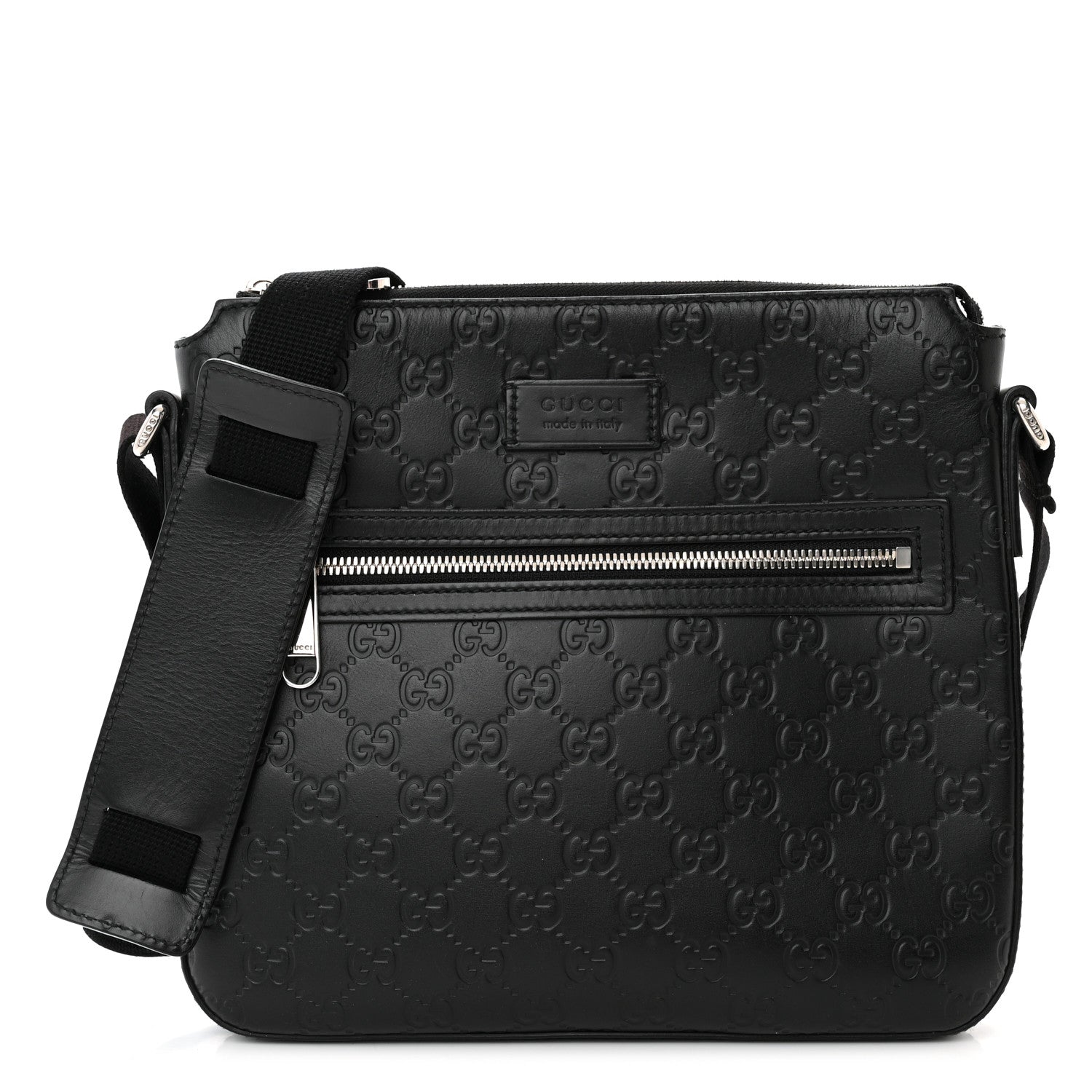 Gucci Guccissima Signature Small Messenger Bag Black 1 of 12