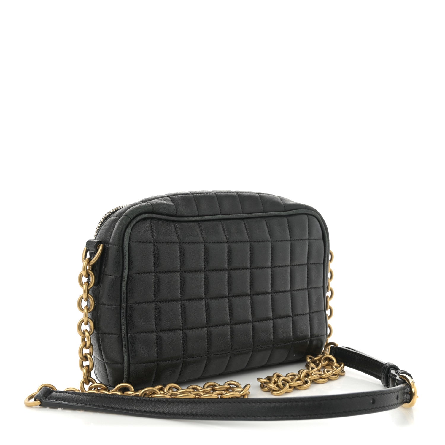 Saint Laurent Lambskin Carre Quilted Cassandre Mini Camera Bag Black 3 of 14
