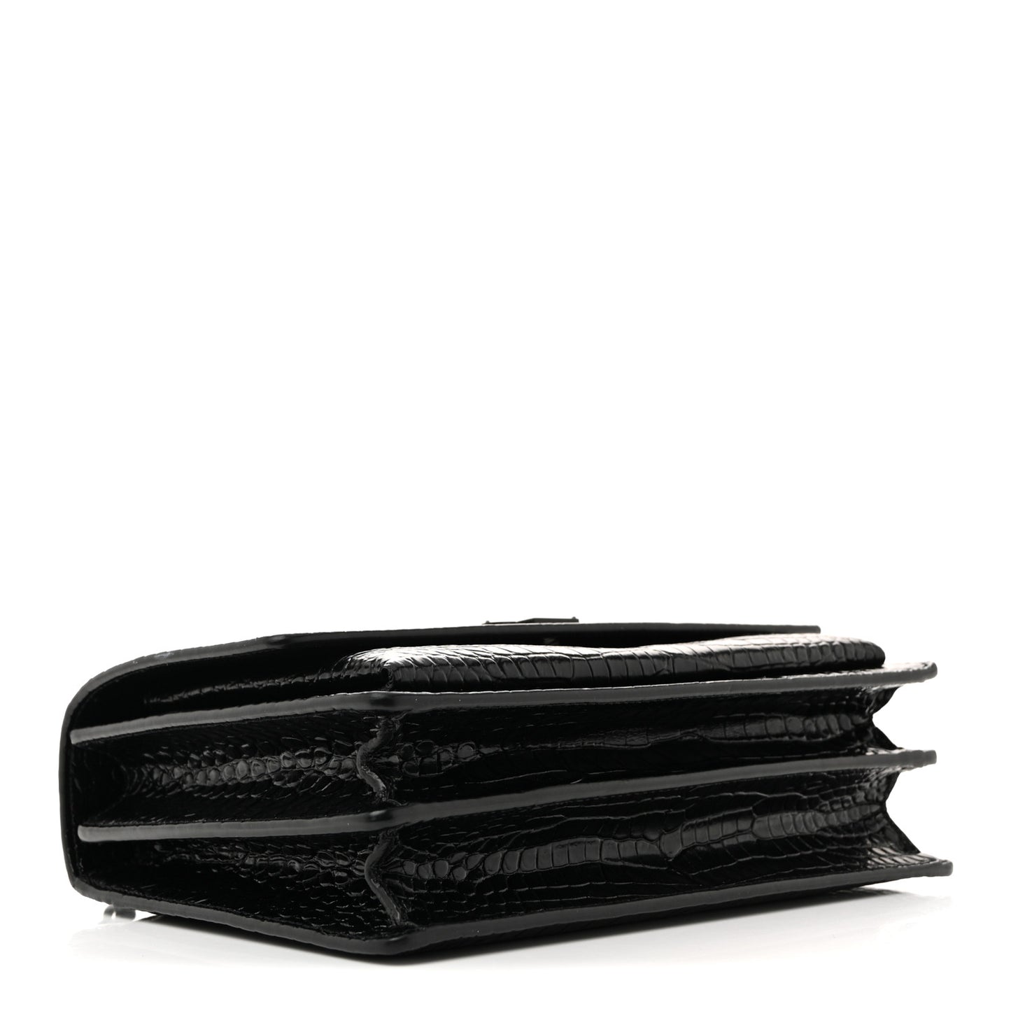 Calfskin Crocodile Embossed Medium Monochrome Monogram Sunset Black