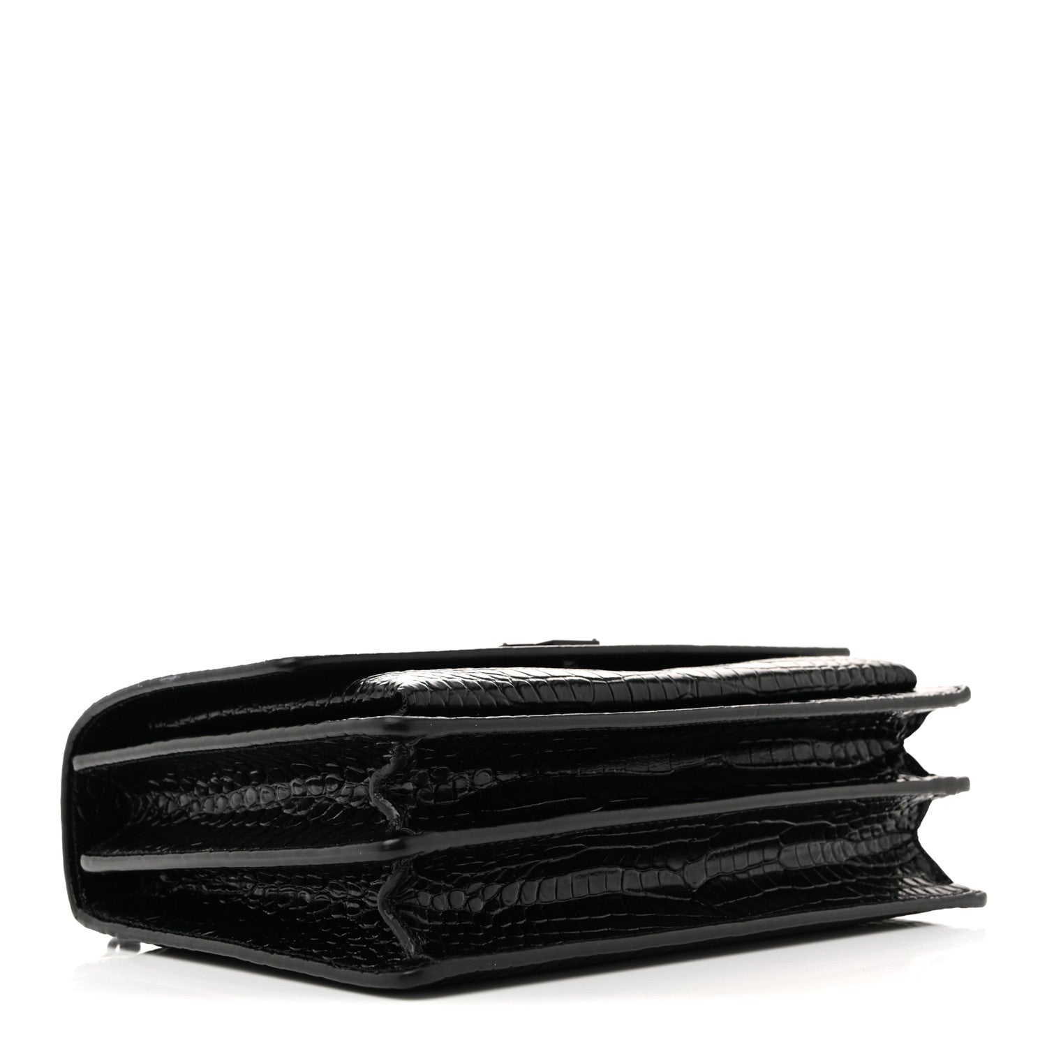 Saint Laurent Calfskin Crocodile Embossed Medium Monochrome Monogram Sunset Black 4 of 12