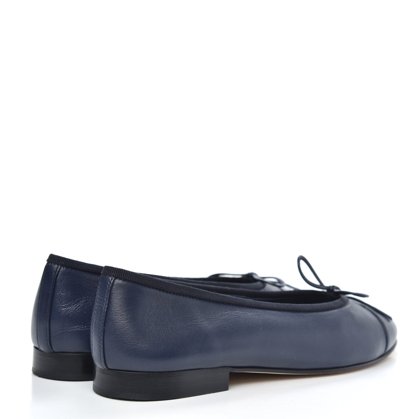 Lambskin CC Cap Toe Ballerina Flats 36 Navy