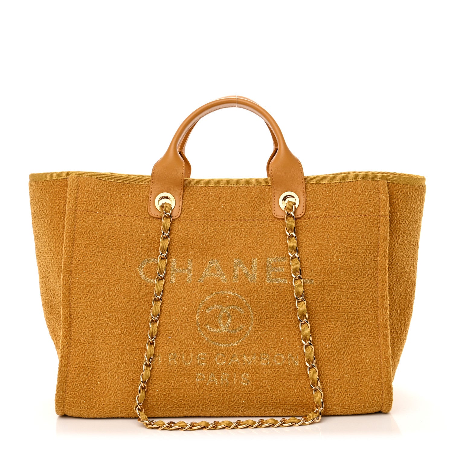 Chanel Lurex Boucle Medium Deauville Tote Yellow 1 of 13