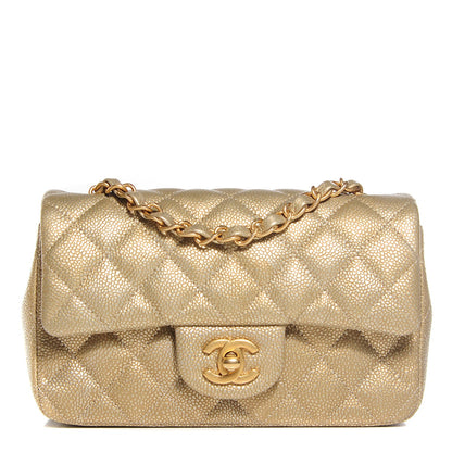 Chanel Pearly Caviar Quilted Mini Rectangular Flap Gold 1 of 9