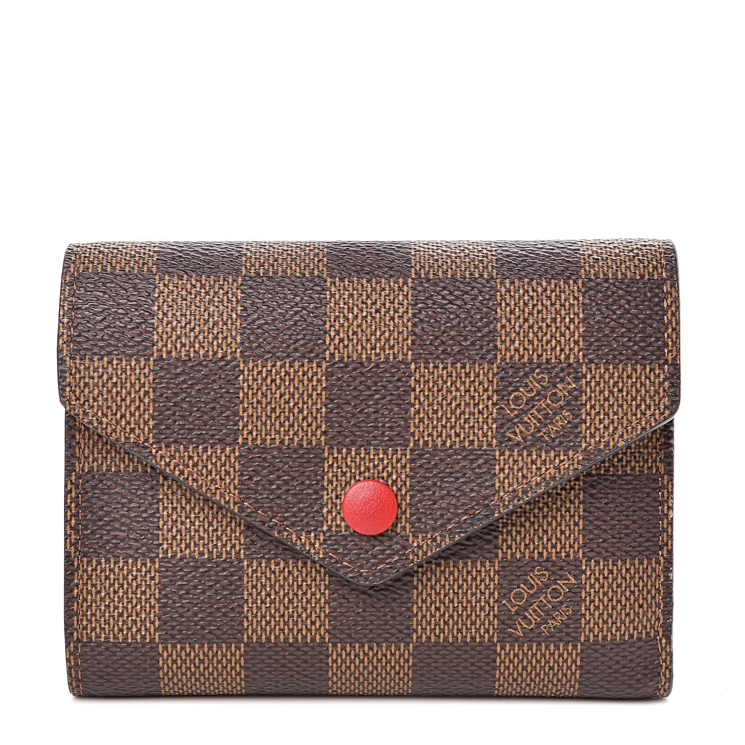 Louis Vuitton Damier Ebene Victorine Wallet Red 1 of 8