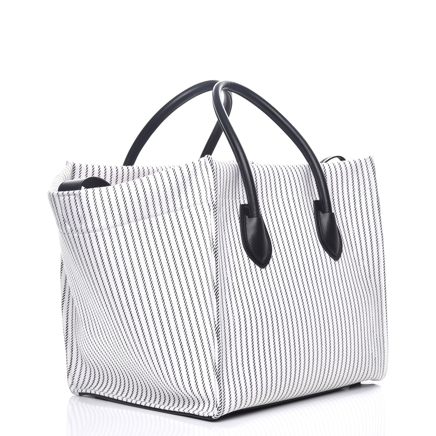 Celine Cotton Canvas Striped Medium Phantom Luggage White Navy 3 of 8