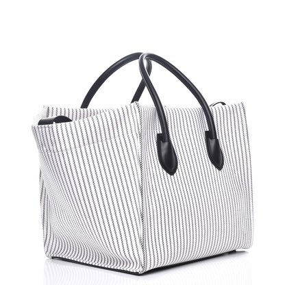 Celine Cotton Canvas Striped Medium Phantom Luggage White Navy 3 of 8