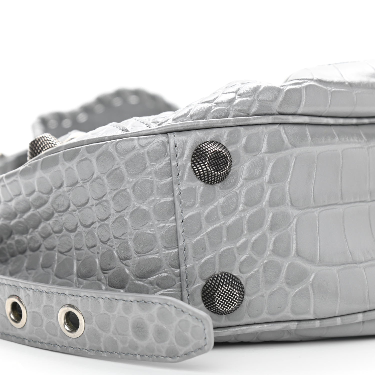 Balenciaga Extra Supple Calfskin Crocodile Embossed Small Le Cagole Shoulder Bag Balenciaga Grey 10 of 11