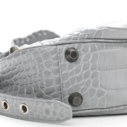 Balenciaga Extra Supple Calfskin Crocodile Embossed Small Le Cagole Shoulder Bag Balenciaga Grey 10 of 11