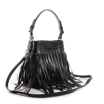 Prada Soft Calf Fringe Bucket Bag Nero Black 3 of 9