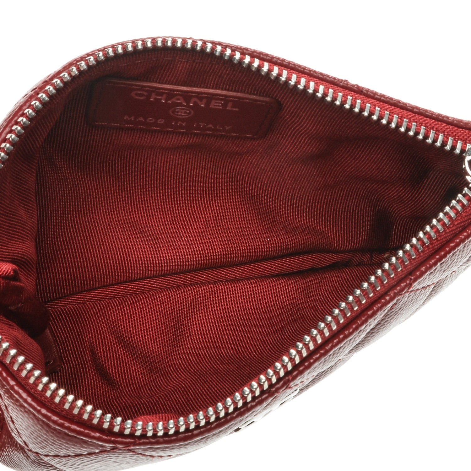 Chanel Caviar Quilted Small Cosmetic Case Dark Red 5 of 7