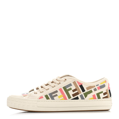 Fendi Kuban Canvas FF Womens Domino Low Top Sneakers 39 Grezzo Multicolor Latte 1 of 7