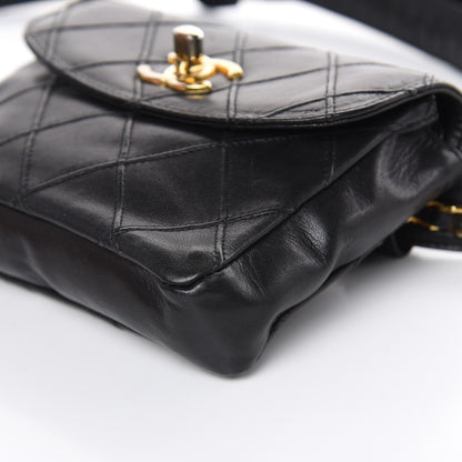 Chanel Lambskin Quilted Flap Waist Belt Bag Black 10 of 15
