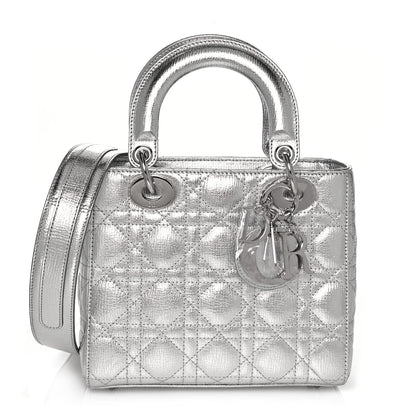 Christian Dior Metallic Grained Calfskin Cannage Small My ABCDior Lady Dior Silver 1 of 12