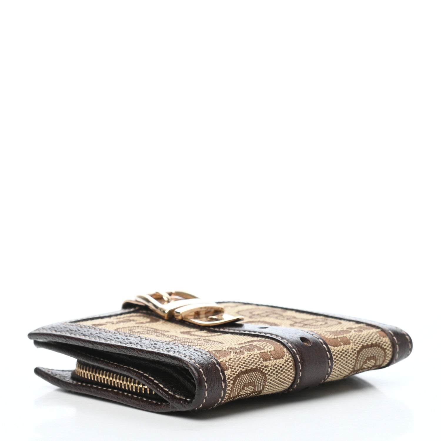 Gucci Monogram Buckle Compact Wallet Brown 4 of 9
