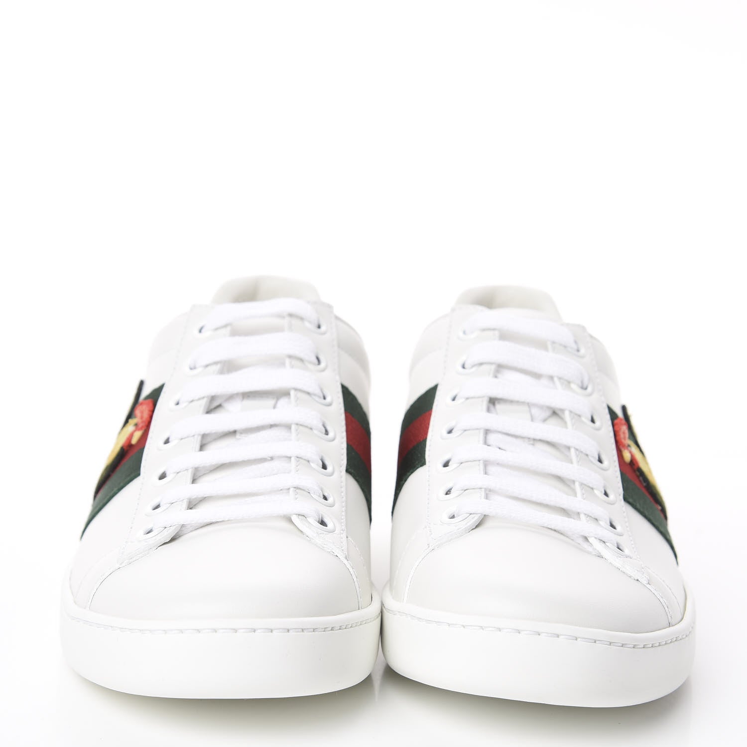 Gucci Calfskin Ayers Web Rooster Embroidered New Ace Sneakers 36 White 2 of 7