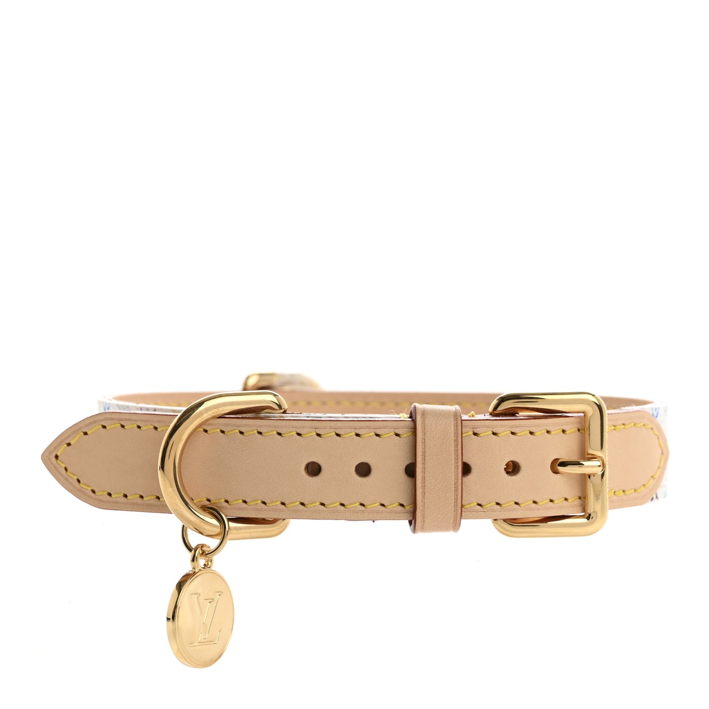 LV X TM Monogram Multicolor Dog Collar White