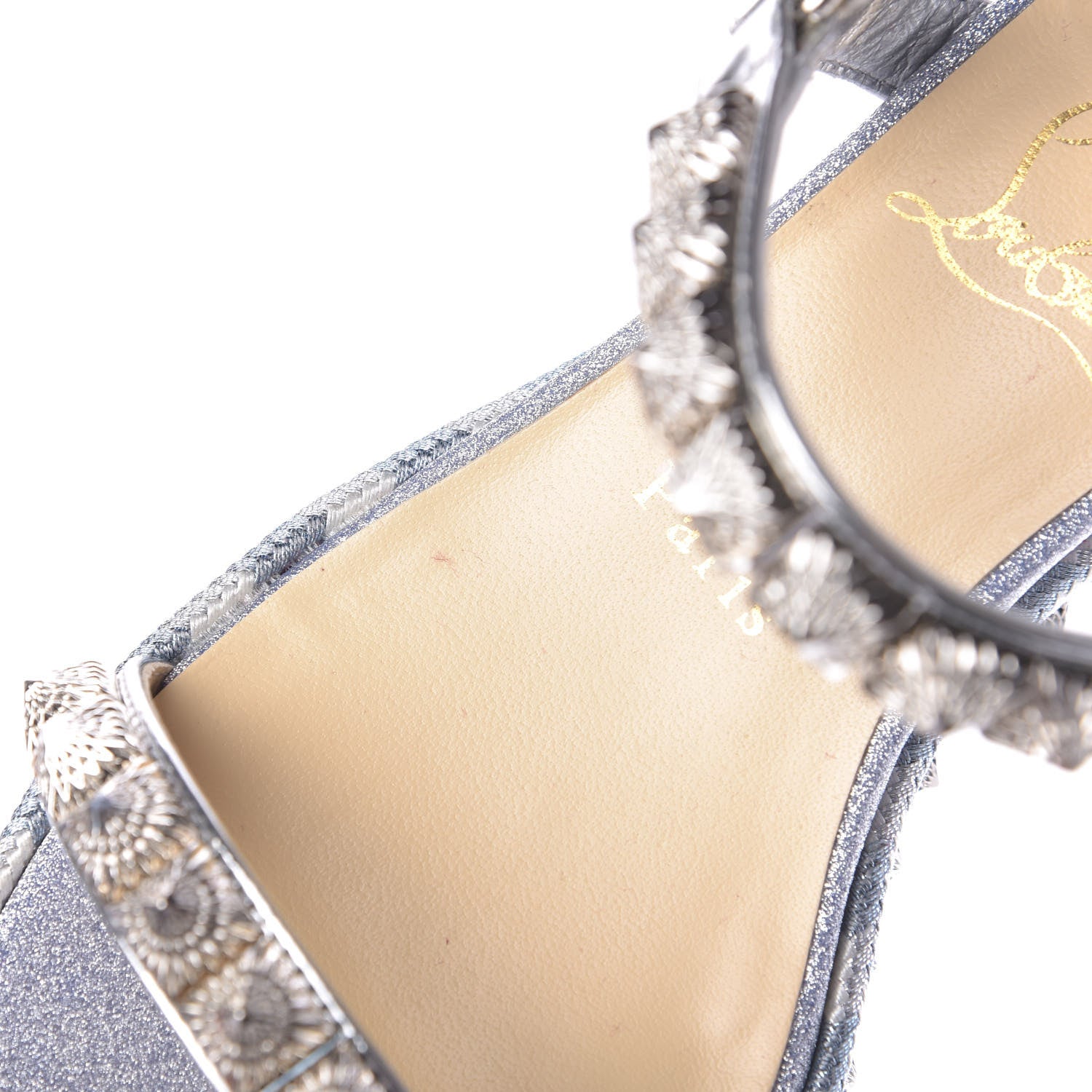 Christian Louboutin Patent Lurex Pira Ryad 60 Platform Sandals 36 Silver Blue 10 of 11