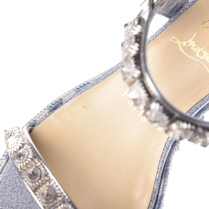 Christian Louboutin Patent Lurex Pira Ryad 60 Platform Sandals 36 Silver Blue 10 of 11
