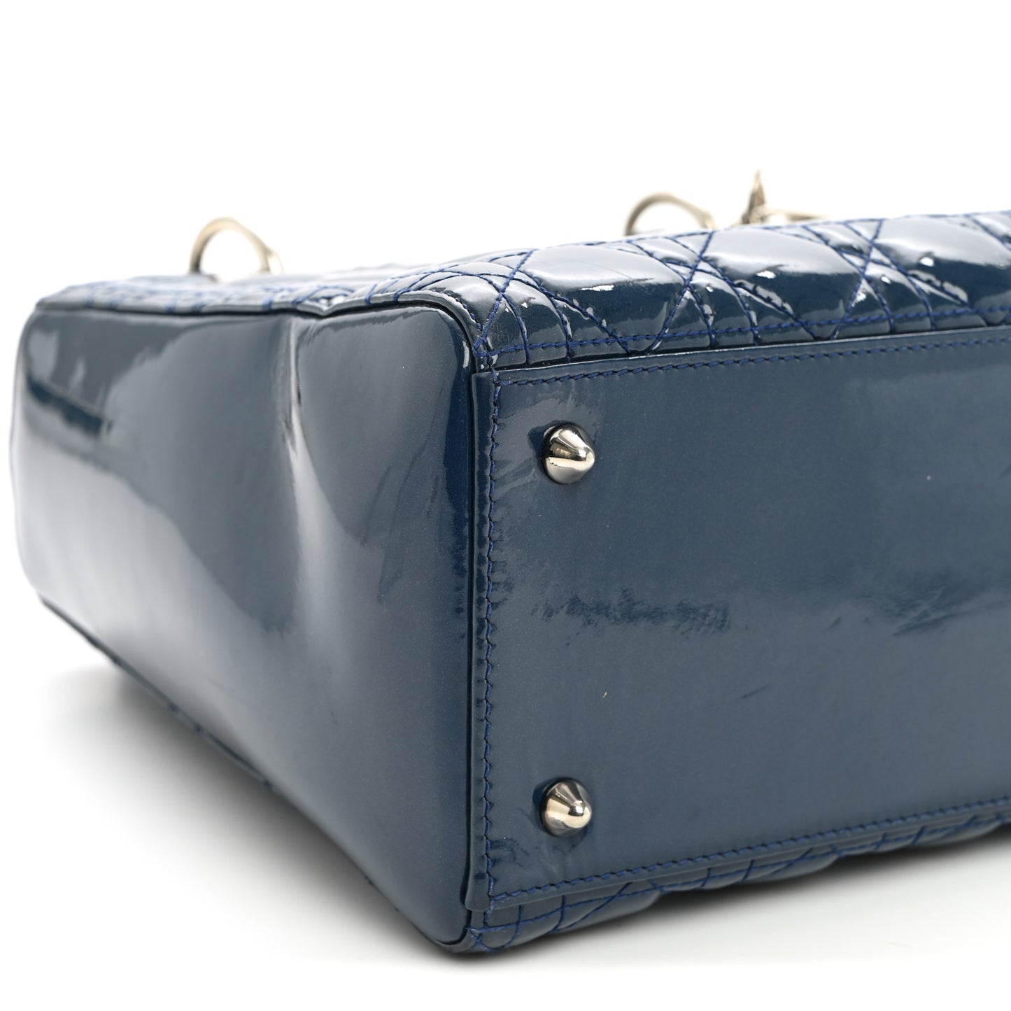 Patent Cannage Medium Lady Dior Blue