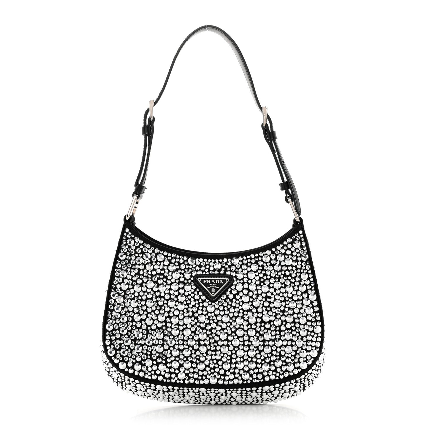 Satin Crystal Cleo Adjustable Strap Shoulder Bag Metal
